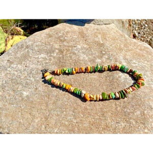 Native American Multi Stone Necklace 7.5" Hand Made In New Mexico